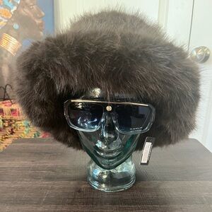 Brown/Taupe Fuzzy Faux Fur Hat